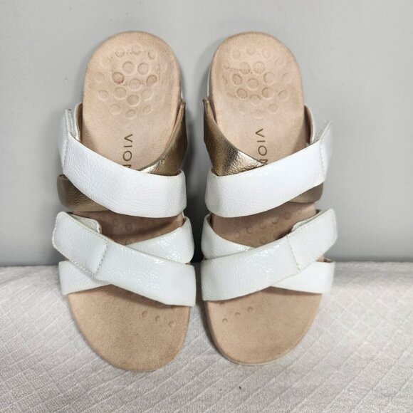 Vionic Women's Size 7 Hadlie White Gold Cross edición Straps (28) - Picture 9 of 9